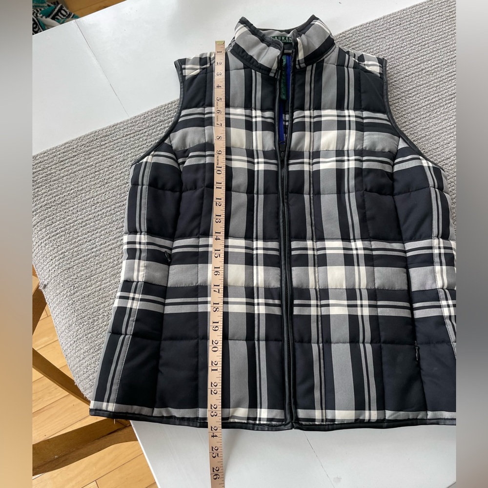 Lauren Ralph Lauren Black White Plaid Vest Size Medium - Picture 8 of 10